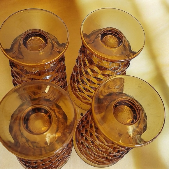 Whitehall 4 pc 14 oz Golden Amber Glass Cooler Set #2487 by Indiana Glass w Box - Picture 5 of 16